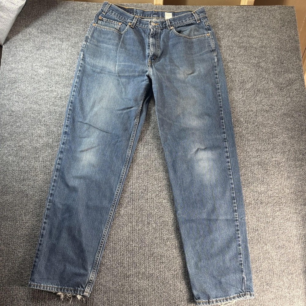 Levis 550 Jeans Mens‎ 38x34 Blue Medium Wash Relaxed Tapered Distressed Denim